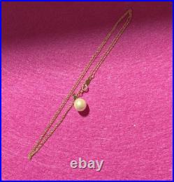 14k Yellow Gold 9mm Cultured Pearl Pendant Necklace Set Beautiful 1.29G 18