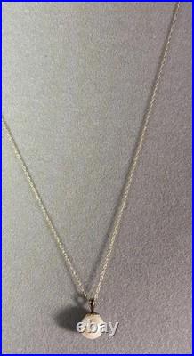 14k Yellow Gold 9mm Cultured Pearl Pendant Necklace Set Beautiful 1.29G 18