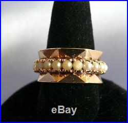 14k Yellow Gold Band Set With Ring of Pearls, Size 6