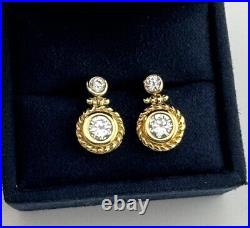 14k Yellow Gold Bezel Set Cubic Zirconia Dangle Drop Earrings 3.8 Grams