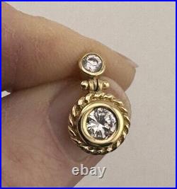 14k Yellow Gold Bezel Set Cubic Zirconia Dangle Drop Earrings 3.8 Grams