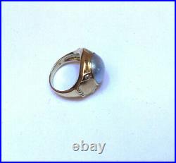 14k Yellow Gold Bezel Set Mabe Pearl Diamond Accents Ring Size 6 Stunning