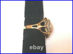 14k Yellow Gold Bezel Set Mabe Pearl Diamonds Ring Size 6 Stunning MUST SEE