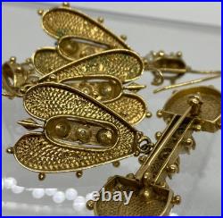 14k Yellow Gold Blue Enamel Pearl Earring Brooch Pin Set of 3 14k Yellow Gold Blue Enamel Pearl Earring Brooch Pin Set of 3