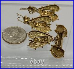 14k Yellow Gold Blue Enamel Pearl Earring Brooch Pin Set of 3 14k Yellow Gold Blue Enamel Pearl Earring Brooch Pin Set of 3