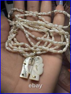14k Yellow Gold Elephant Mother Pearl Necklace Bracelet Set Lot 3 Items 20.8G JM