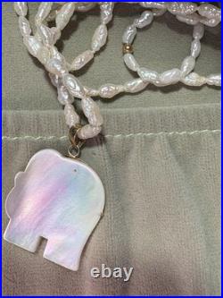 14k Yellow Gold Elephant Mother Pearl Necklace Bracelet Set Lot 3 Items 20.8G JM