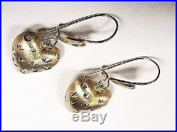 14k Yellow Gold Genuine Double Heart Drop Dangle Design Hoop Latch Earrings Set