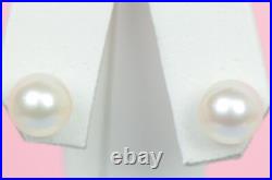 14k Yellow Gold Genuine White Pearls 3pcs Set Necklace, Bracelet, Earrings