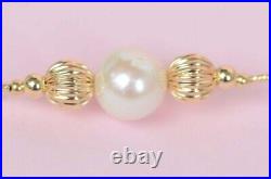 14k Yellow Gold Genuine White Pearls 3pcs Women SetNecklace, Bracelet, Earrings