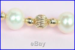 14k Yellow Gold Genuine White Pearls3pcs Set Necklace, Bracelet, Earrings
