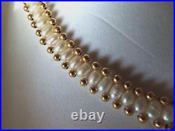 14k Yellow Gold Jewelry Set Cultured Freshwater Pearl Beaded Necklace & Earrings