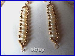 14k Yellow Gold Jewelry Set Cultured Freshwater Pearl Beaded Necklace & Earrings