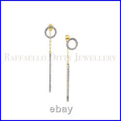 14k Yellow Gold Long Drop Earrings with Zircon Stones Pave Set Gift for Mom