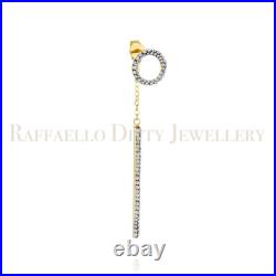 14k Yellow Gold Long Drop Earrings with Zircon Stones Pave Set Gift for Mom
