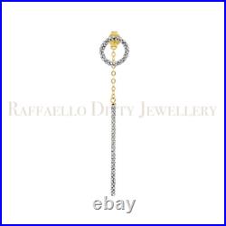 14k Yellow Gold Long Drop Earrings with Zircon Stones Pave Set Gift for Mom