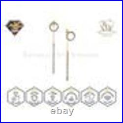 14k Yellow Gold Long Drop Earrings with Zircon Stones Pave Set Gift for Mom