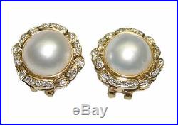 14k Yellow Gold Mabe Pearl & 1.0tdw Diamond Earring and Ring Set Ring Size 9.5