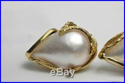 14k Yellow Gold Mabe Pearl & Diamond Pendant Earrings & Ring Set Size 7