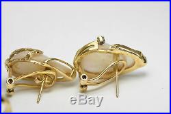 14k Yellow Gold Mabe Pearl & Diamond Pendant Earrings & Ring Set Size 7