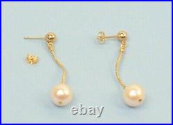 14k Yellow Gold Natural White Pearls 3 piece SetNecklace, Bracelet, Earrings