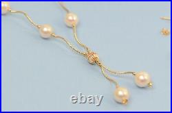 14k Yellow Gold Natural White Pearls 3 piece SetNecklace, Bracelet, Earrings