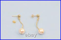 14k Yellow Gold Natural White Pearls 3pcs Women SetNecklace, Bracelet, Earrings