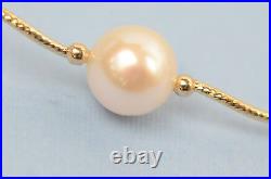 14k Yellow Gold Natural White Pearls Necklace, Bracelet, Earrings 3pcs Women Set