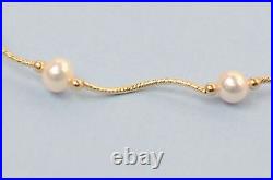 14k Yellow Gold Natural genuine White Pearls Necklace, Bracelet, Earrings 3pcs Set