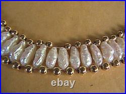 14k Yellow Gold Pearl Matching Beaded Bracelet Necklace Set