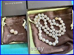 14k Yellow Gold Pearl Necklace & Earrings Set Luscious Genuine Beautiful Jewelry