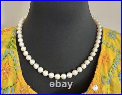 14k Yellow Gold Pearl Necklace & Earrings Set Luscious Genuine Beautiful Jewelry