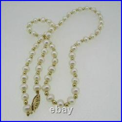 14k Yellow Gold Pearl Necklace and Bracelet Set