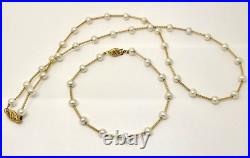 14k Yellow Gold Pearl Station Necklace & Bracelet Set 5mm -18 14k Yellow Gold Pearl Station Necklace & Bracelet Set 5mm -18