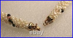 14k Yellow Gold Pearls & Multi-Color Stone Beaded Necklace & Bracelet Set