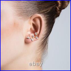 14k Yellow Gold Plated Drop Ear Cuffs in Gold Pave Set Marquise Shape