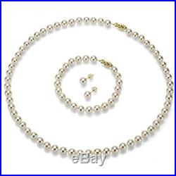 14k Yellow Gold Set 8-9mm White Freshwater Pearl Necklace 18 Length. Comes with