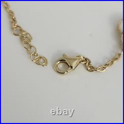 14k Yellow Gold Set Of Mother Of Pearl Flowers Bracelet 7.5 And Earrings