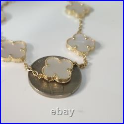 14k Yellow Gold Set Of Mother Of Pearl Flowers Bracelet 7.5 And Earrings