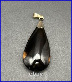 14k Yellow Gold Smoky Quartz Pendant With Earrings Set Drop