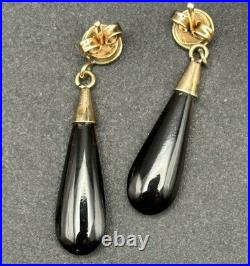 14k Yellow Gold Smoky Quartz Pendant With Earrings Set Drop