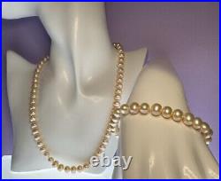 14k gold bead and freshwater pearl necklace and bracelet set 18 & 7.5