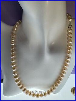 14k gold bead and freshwater pearl necklace and bracelet set 18 & 7.5