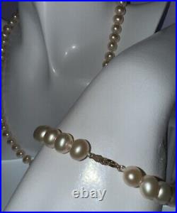 14k gold bead and freshwater pearl necklace and bracelet set 18 & 7.5