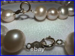 14k gold bead and freshwater pearl necklace and bracelet set 18 & 7.5