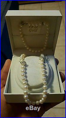 14k gold real pearl necklace set