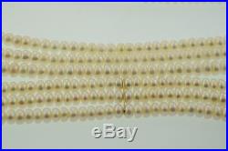 14k yellow Gold Clasp 3 Strand Cultured Button Pearls Necklace & Bracelet Set