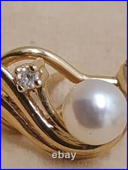 14k yellow gold Natural Pearl & Diamond Ring Earring Set Designer Signed LEVBRO 14k yellow gold Natural Pearl & Diamond Ring Earring Set Designer Signed LEVBRO