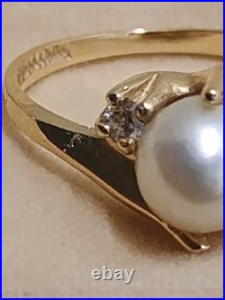 14k yellow gold Natural Pearl & Diamond Ring Earring Set Designer Signed LEVBRO 14k yellow gold Natural Pearl & Diamond Ring Earring Set Designer Signed LEVBRO