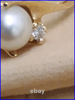 14k yellow gold Natural Pearl & Diamond Ring Earring Set Designer Signed LEVBRO 14k yellow gold Natural Pearl & Diamond Ring Earring Set Designer Signed LEVBRO